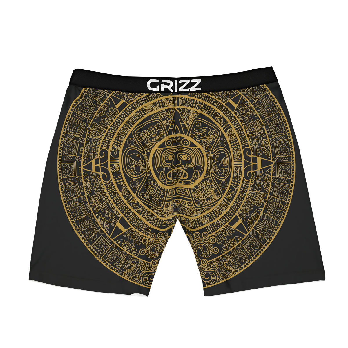 Maya Calendar Yellow And Black Print Boxer Briefs-grizzshop