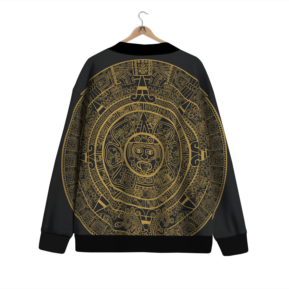 Maya Calendar Yellow And Black Print Cardigan-grizzshop
