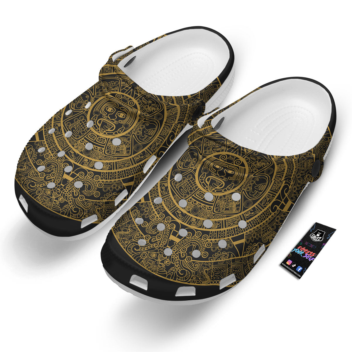 Maya Calendar Yellow And Black Print Clog-grizzshop