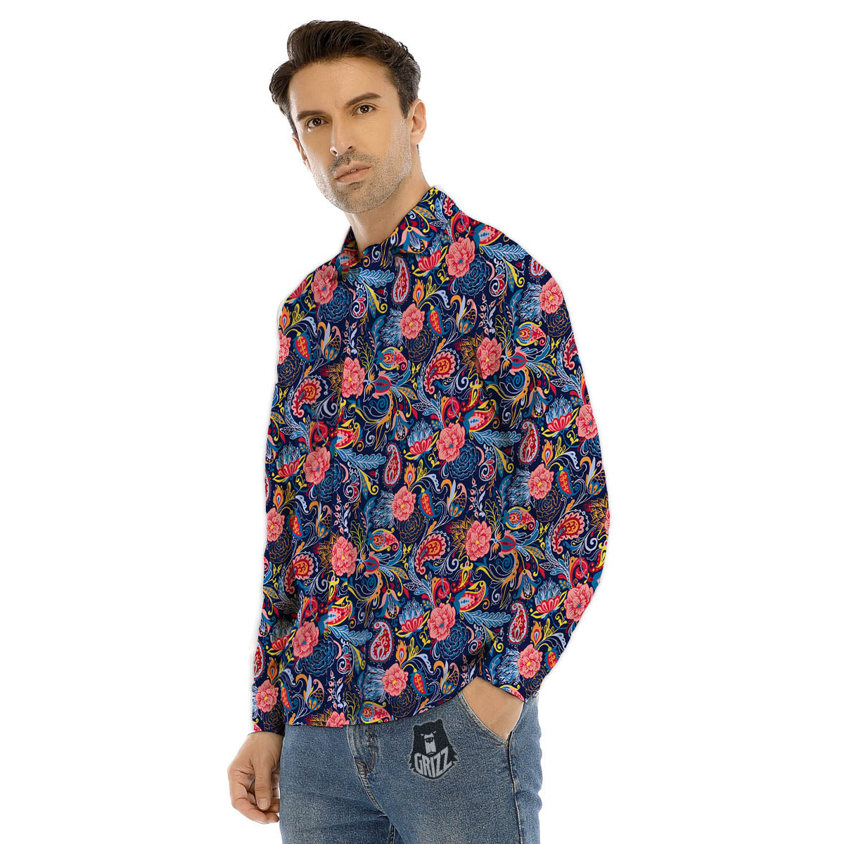 Maya Calendar Yellow And Black Print Men's Dress Shirts-grizzshop