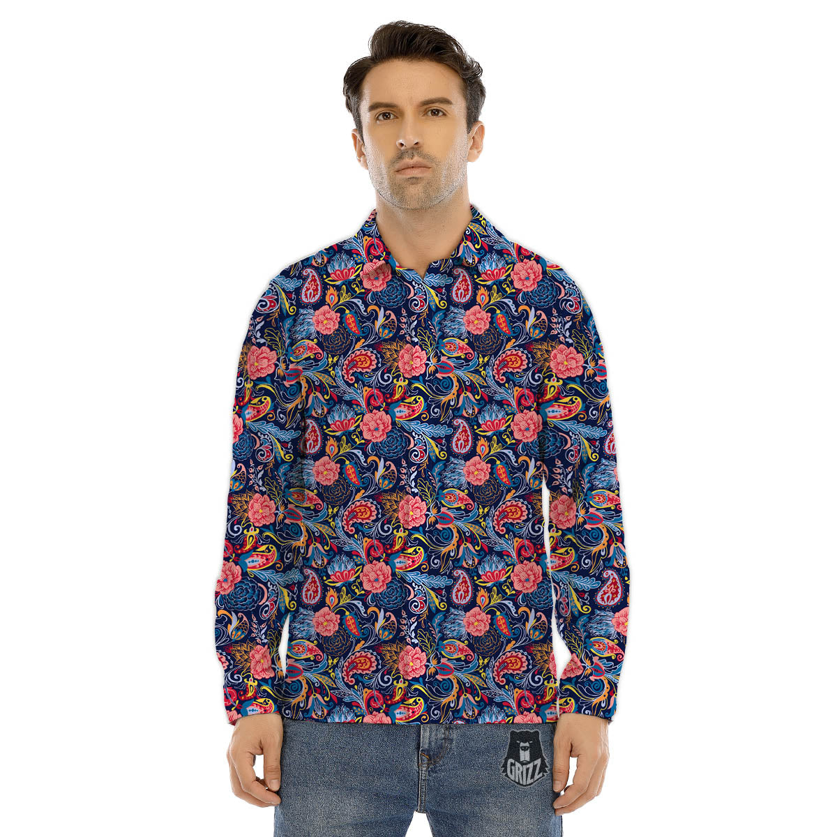 Maya Calendar Yellow And Black Print Men's Dress Shirts-grizzshop