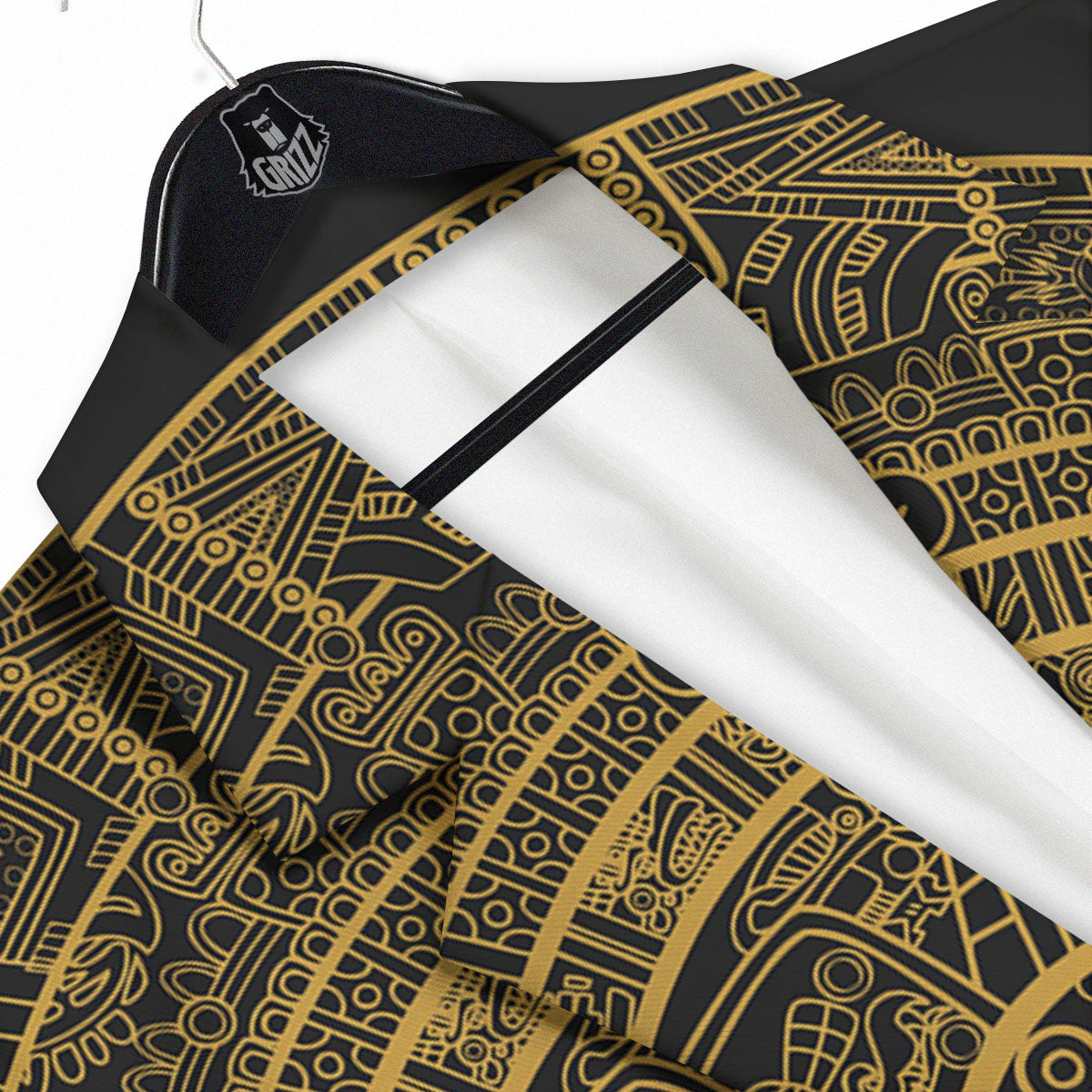 Maya Calendar Yellow And Black Print Men's Sport Coat-grizzshop
