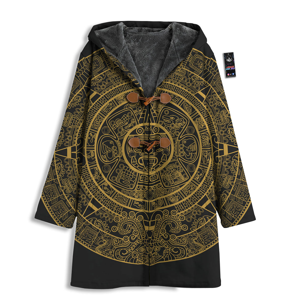 Maya Calendar Yellow And Black Print Men's Windbreaker Jacket-grizzshop