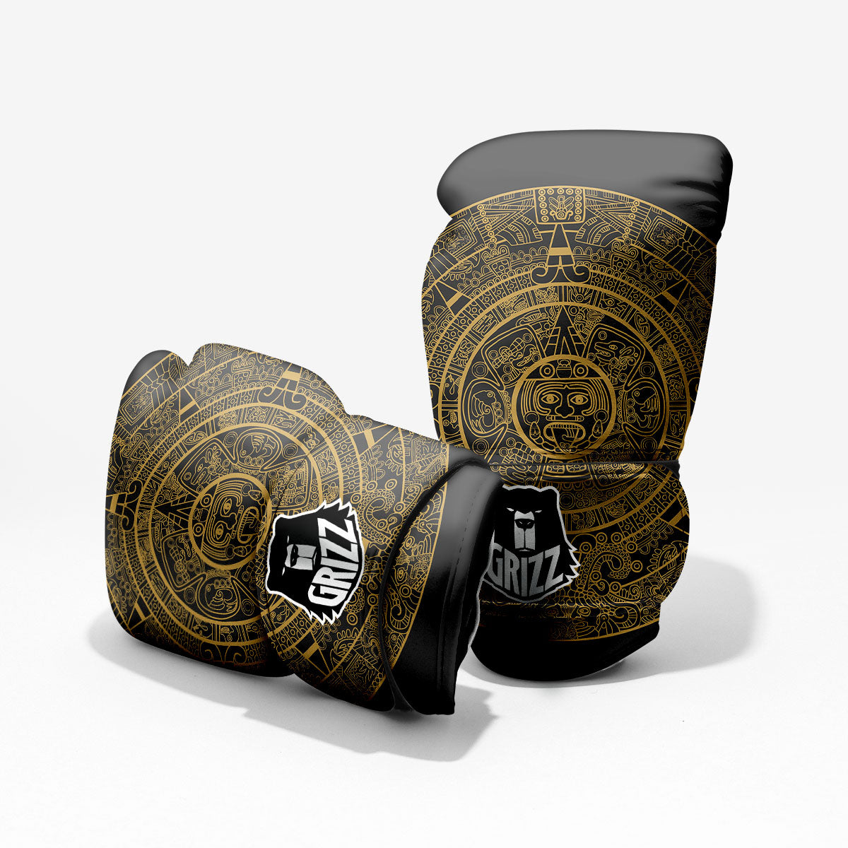 Maya Calendar Yellow And Black Print Pro Boxing Glove