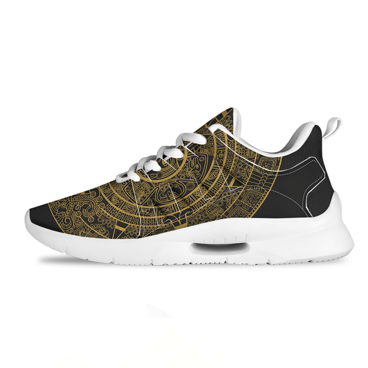 Maya Calendar Yellow And Black Print Tennis Shoes-grizzshop