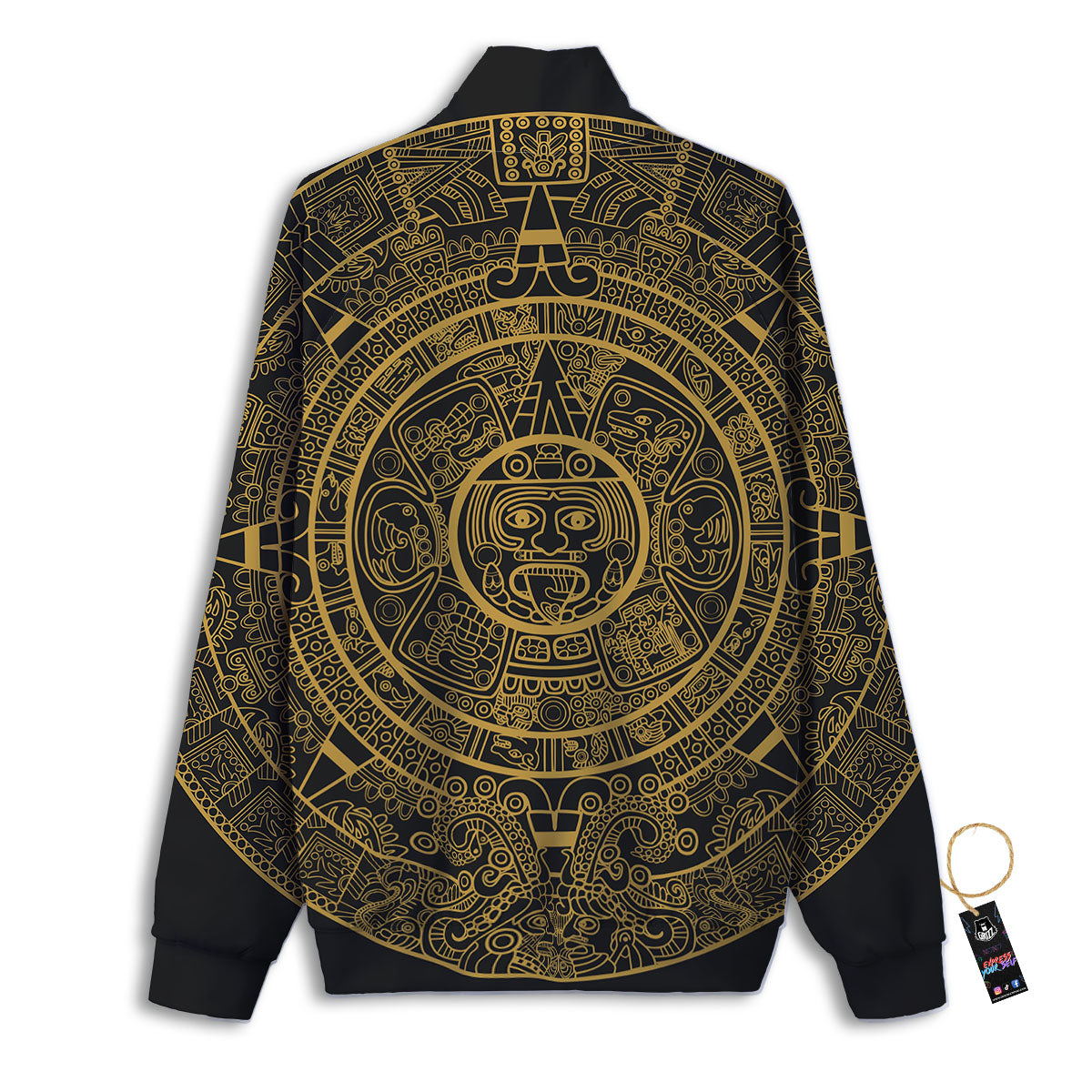 Maya Calendar Yellow And Black Print Track Jacket-grizzshop