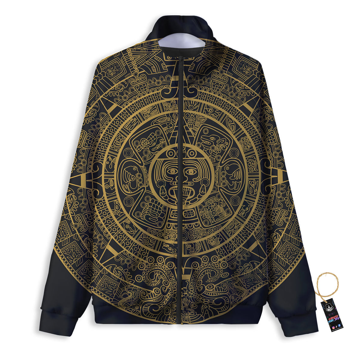 Maya Calendar Yellow And Black Print Track Jacket-grizzshop