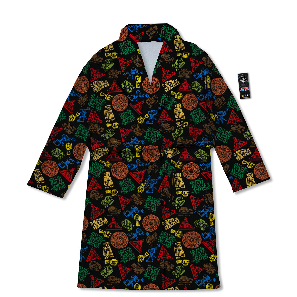 Maya Colorful Print Pattern Bathrobe-grizzshop