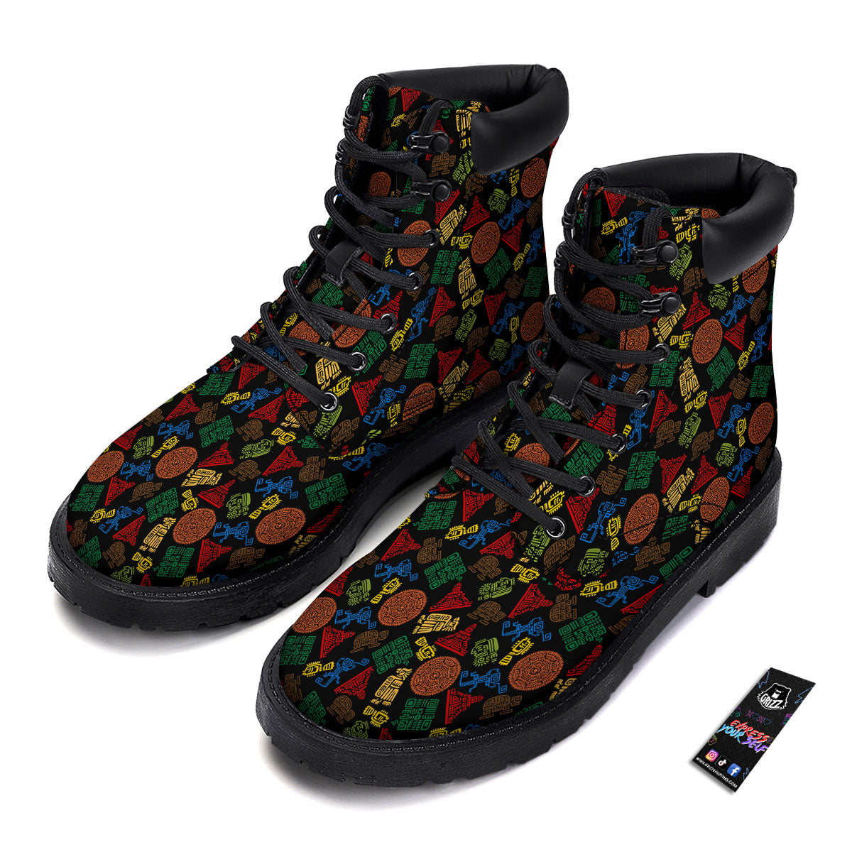 Maya Colorful Print Pattern Boots-grizzshop