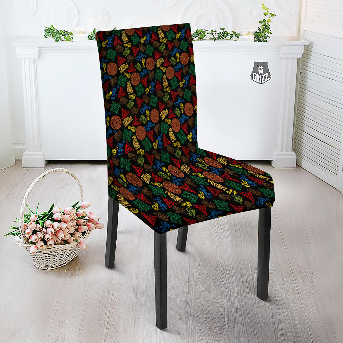 Maya Colorful Print Pattern Dining Chair Slipcover-grizzshop