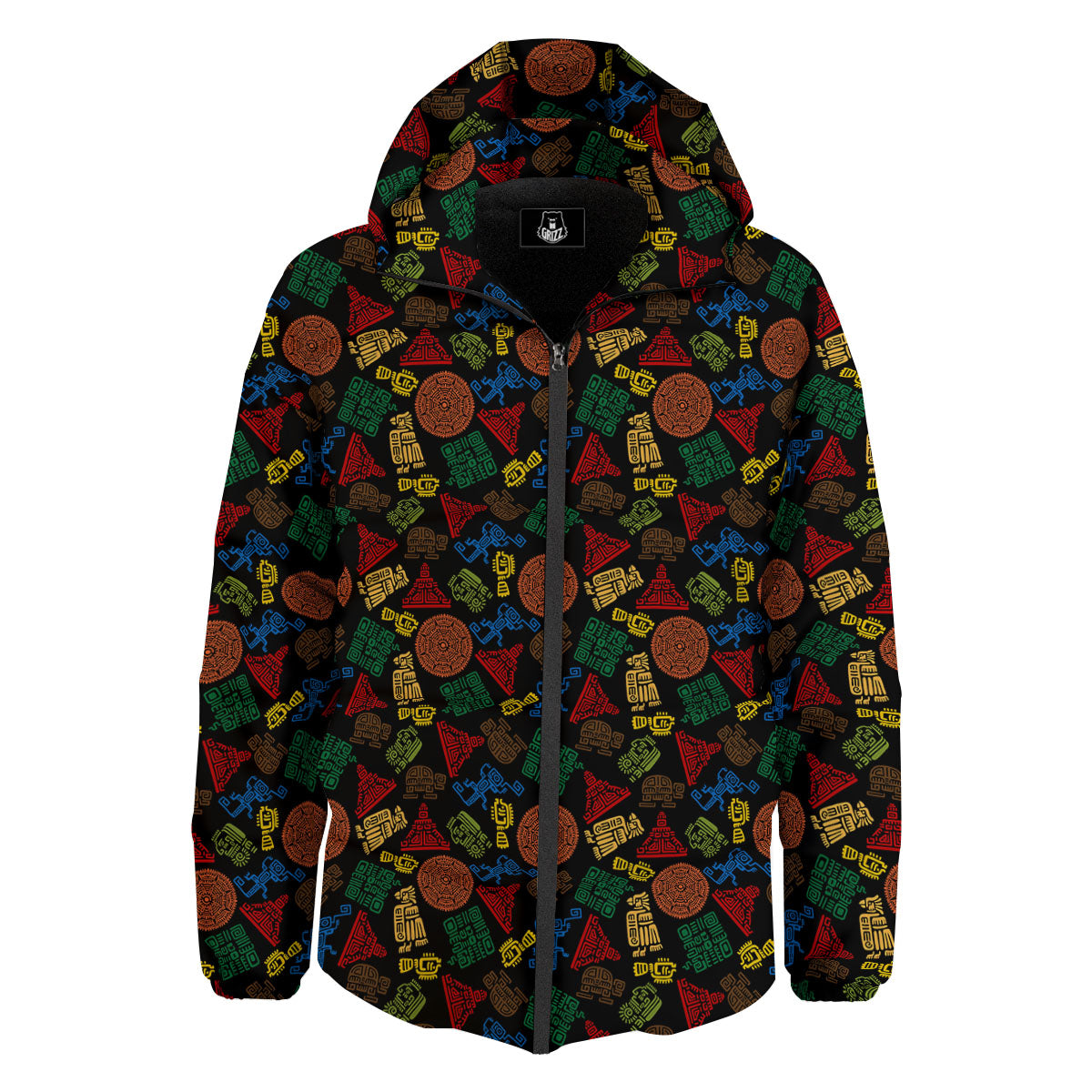 Maya Colorful Print Pattern Down Jacket-grizzshop