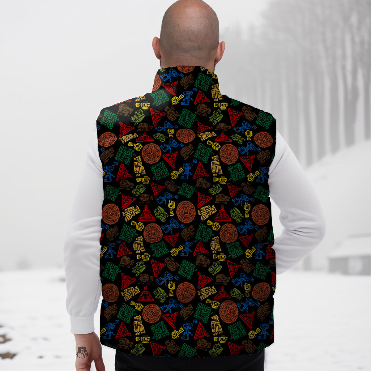 Maya Colorful Print Pattern Down Vest