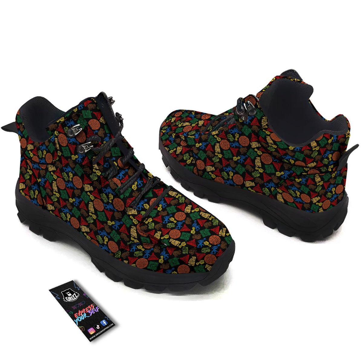 Maya Colorful Print Pattern Hiking Shoes-grizzshop