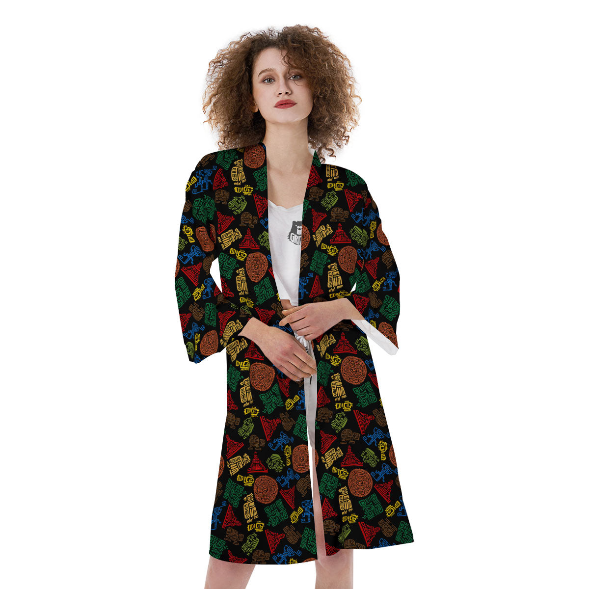Maya Colorful Print Pattern Kimono-grizzshop