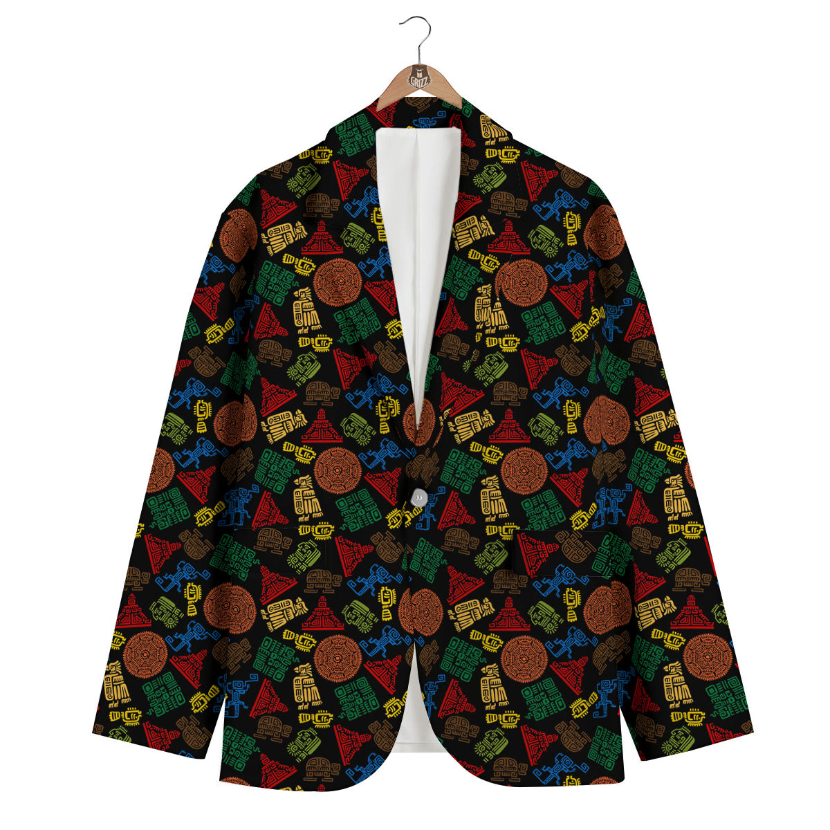 Maya Colorful Print Pattern Men's Blazer-grizzshop