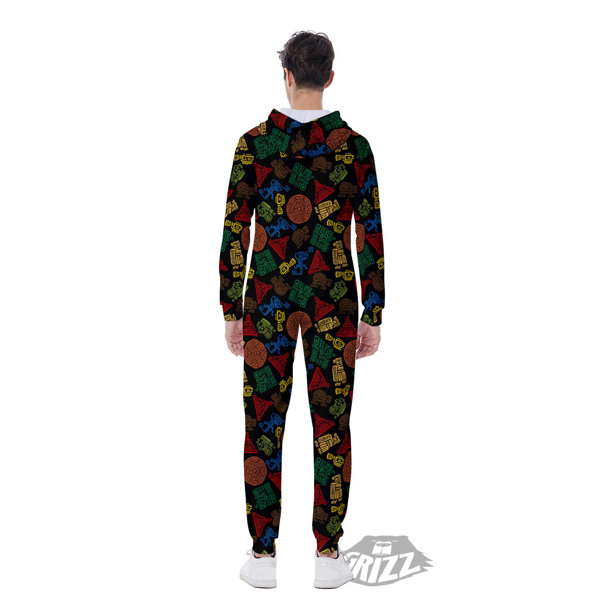 Maya Colorful Print Pattern Men's Jumpsuit-grizzshop