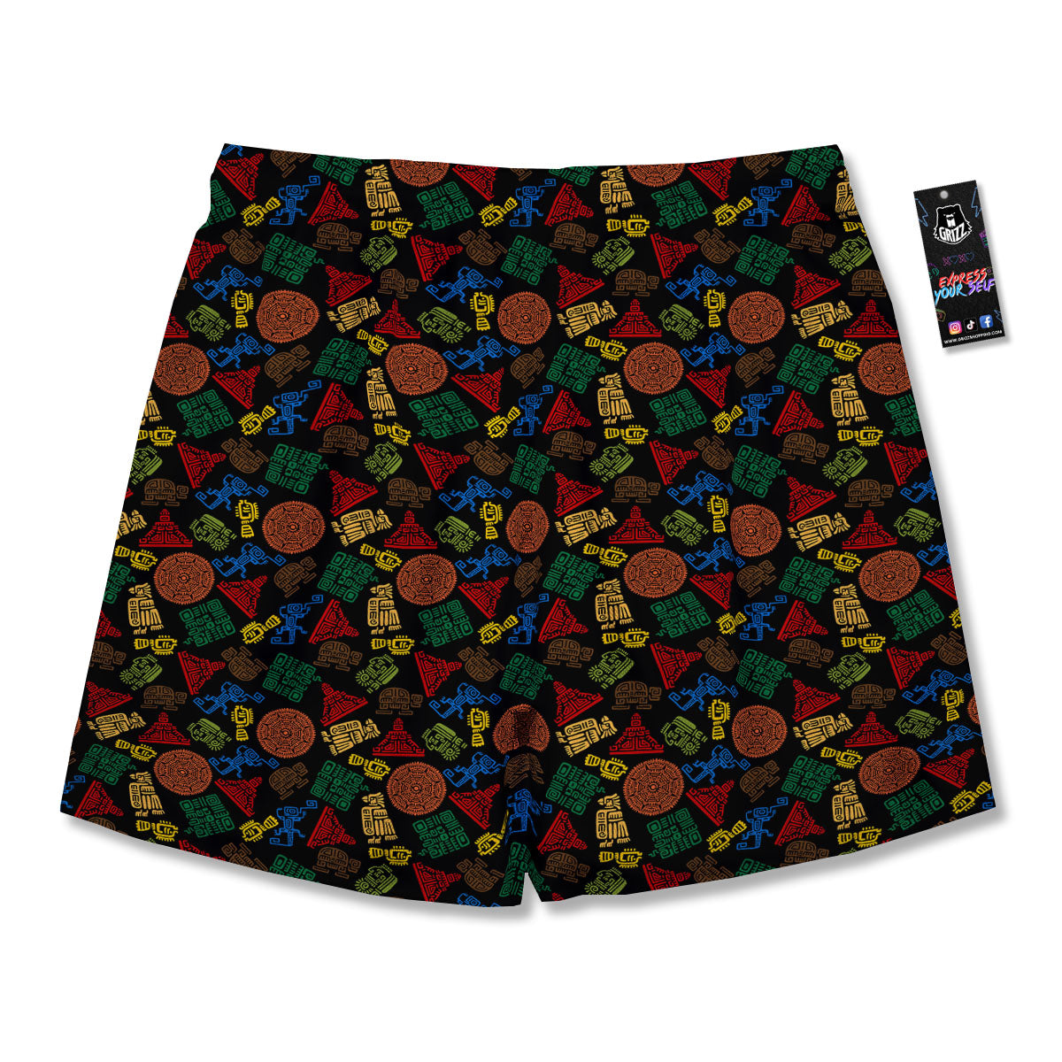 Maya Colorful Print Pattern Men's Running Shorts-grizzshop