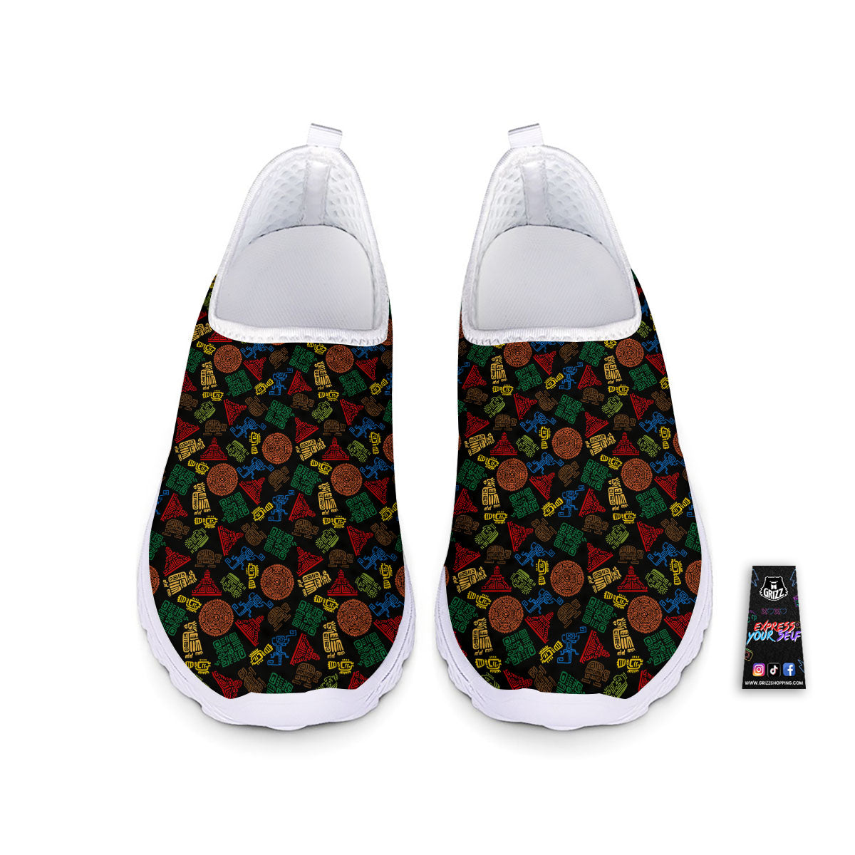 Maya Colorful Print Pattern Nurse Shoes-grizzshop