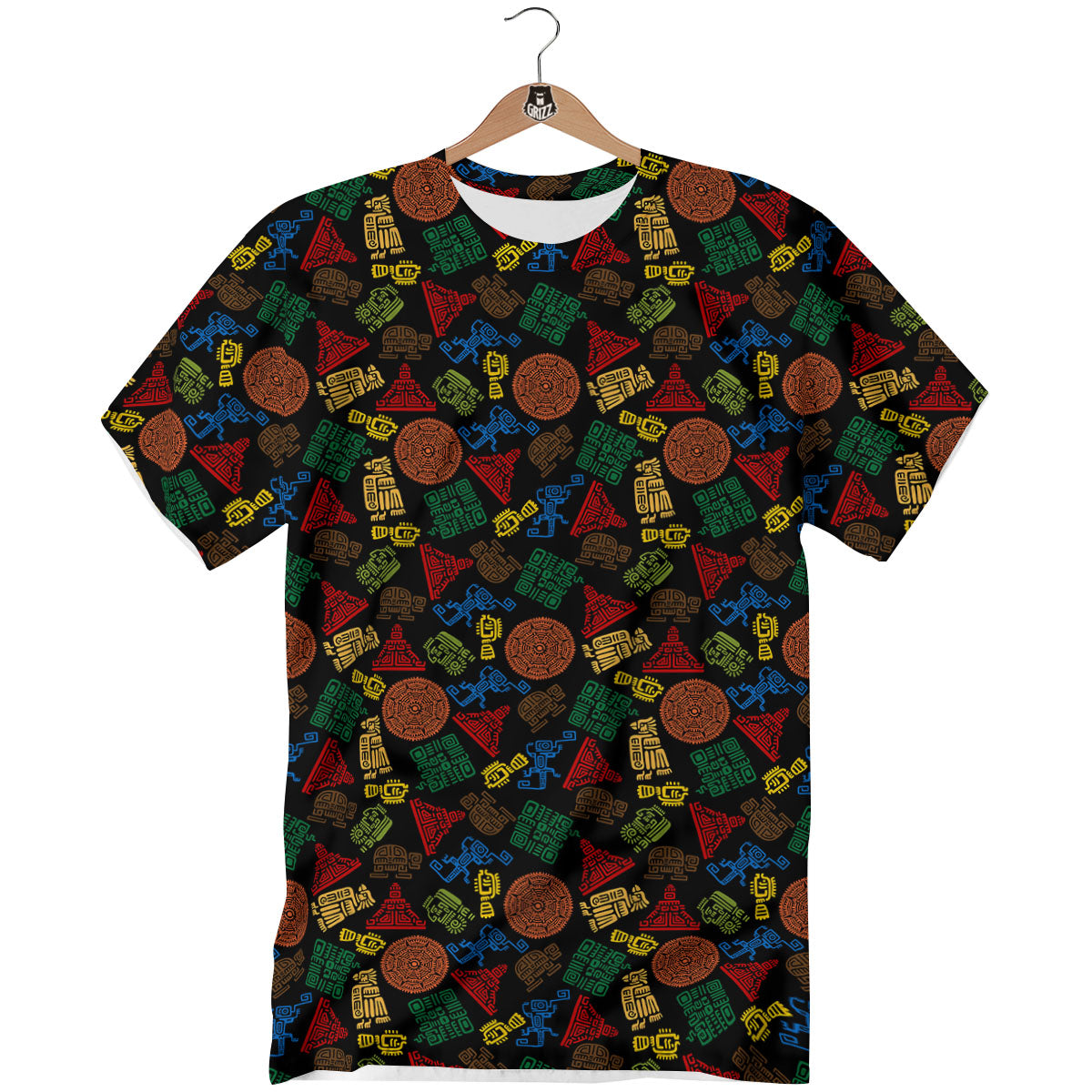 Maya Colorful Print Pattern T-Shirt-grizzshop