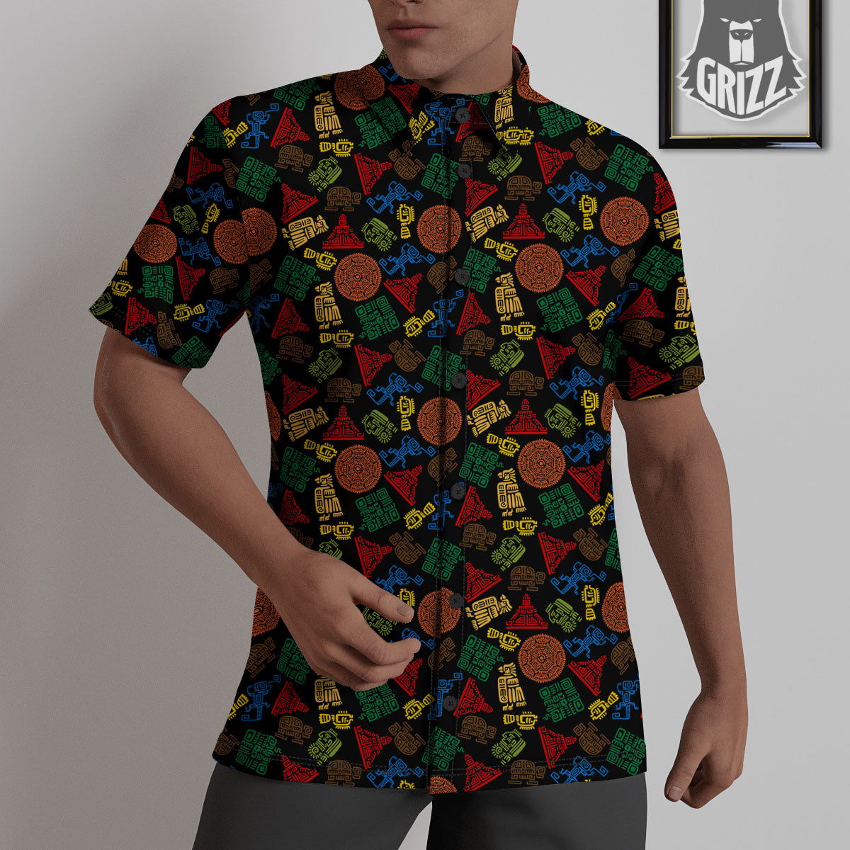 Maya Colorful Print Pattern Untucked Shirts-grizzshop