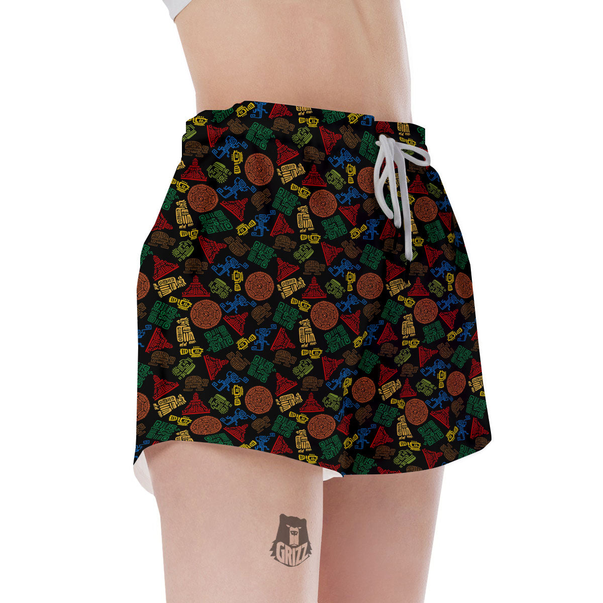 Maya Colorful Print Pattern Women's Shorts-grizzshop