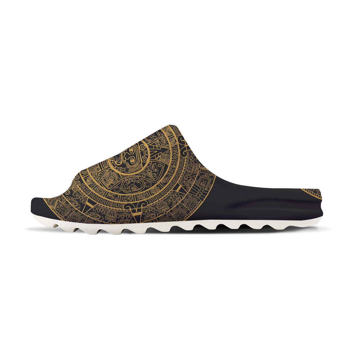 Maya Calendar Yellow And Black Print Sandals-grizzshop