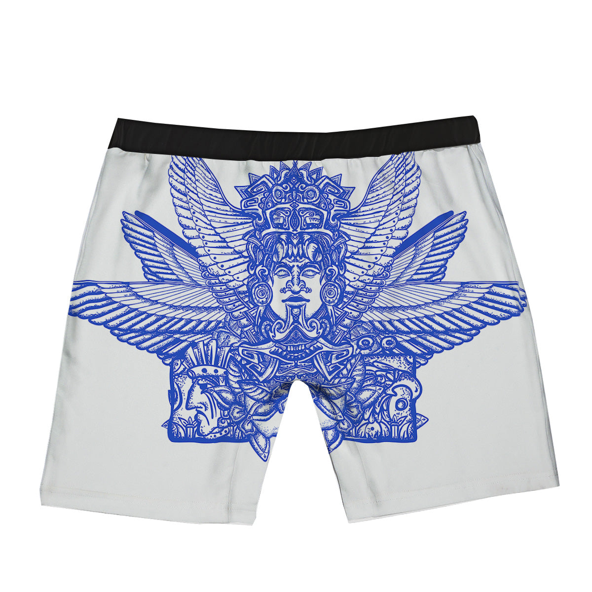 Mayan Statue White And Blue Print Boxer Briefs-grizzshop