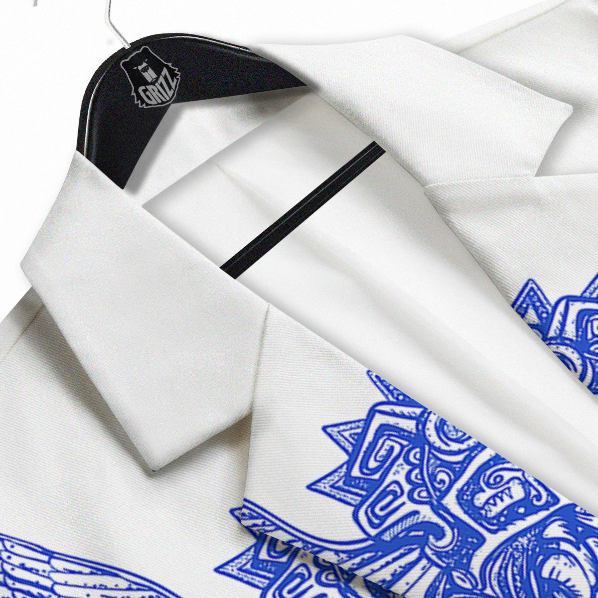 Mayan Statue White And Blue Print Men's Sport Coat-grizzshop