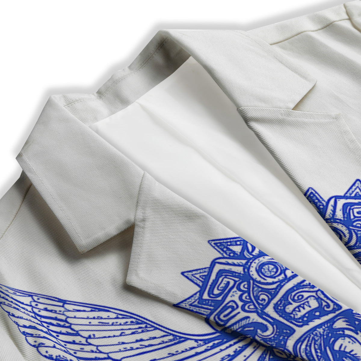 Mayan Statue White And Blue Print Women's Blazer-grizzshop
