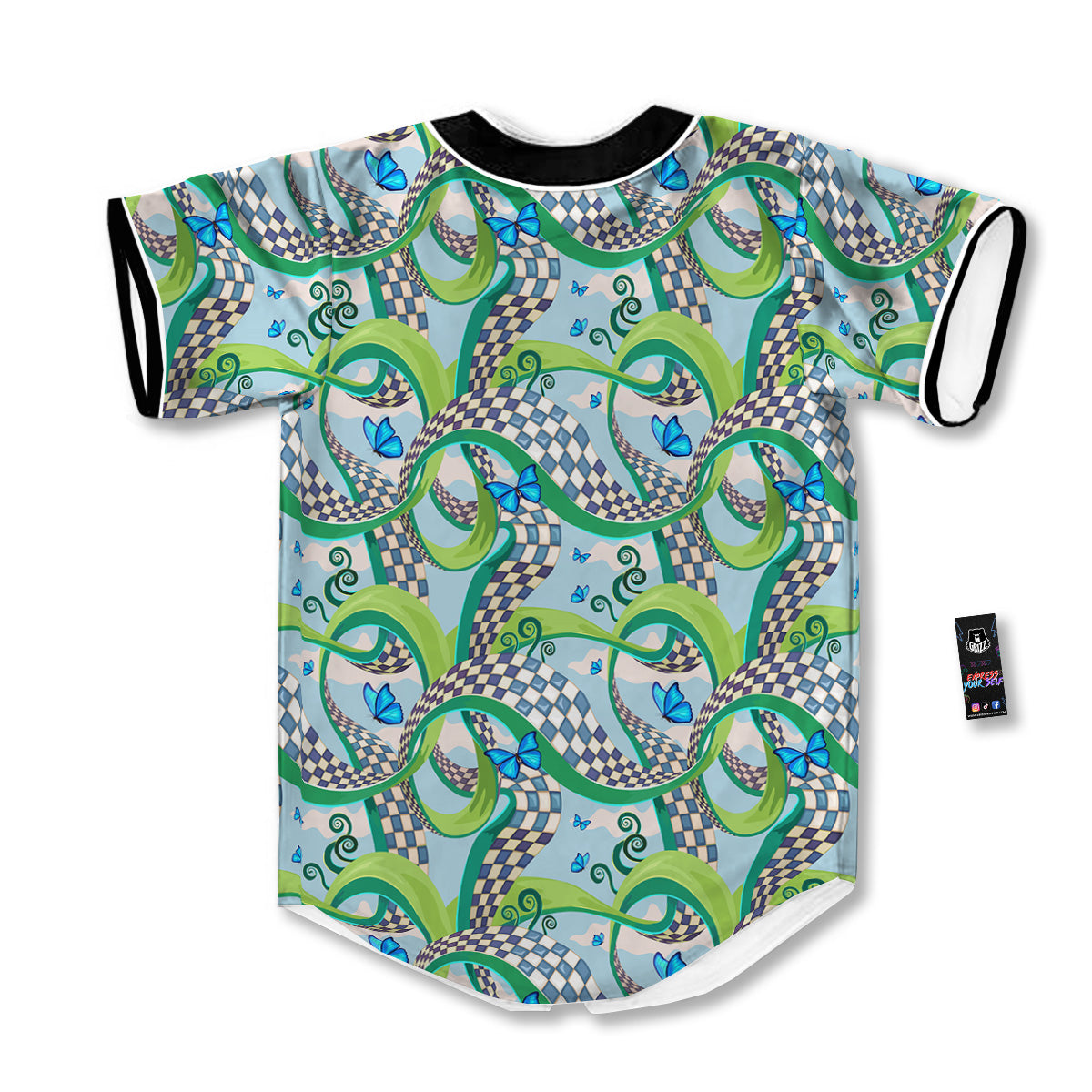 Maze Checkered Print Pattern Baseball Jersey-grizzshop