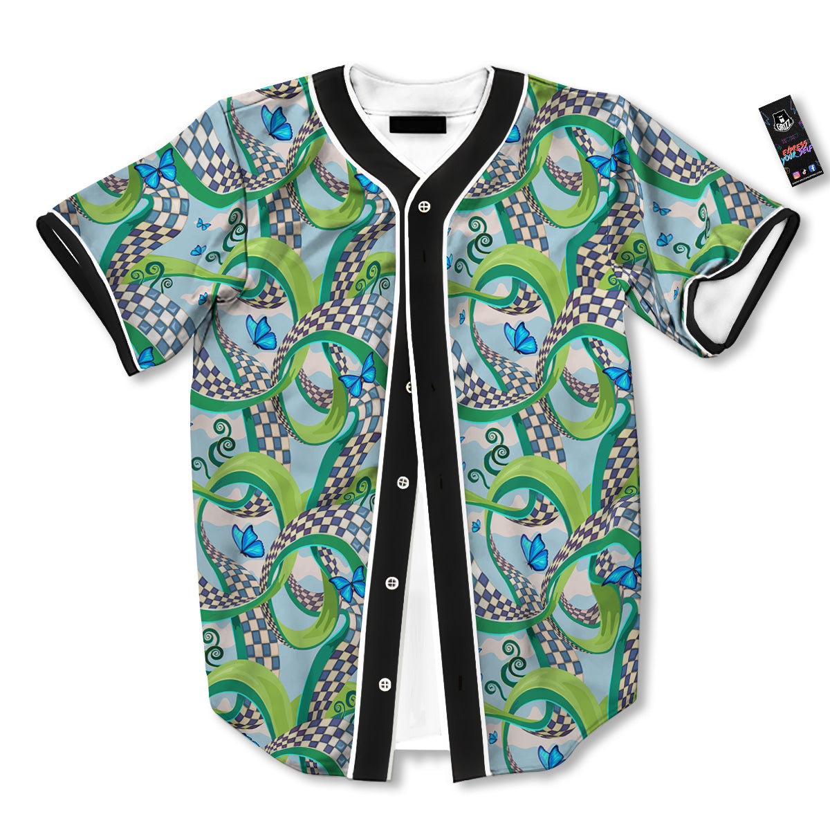 Maze Checkered Print Pattern Baseball Jersey-grizzshop