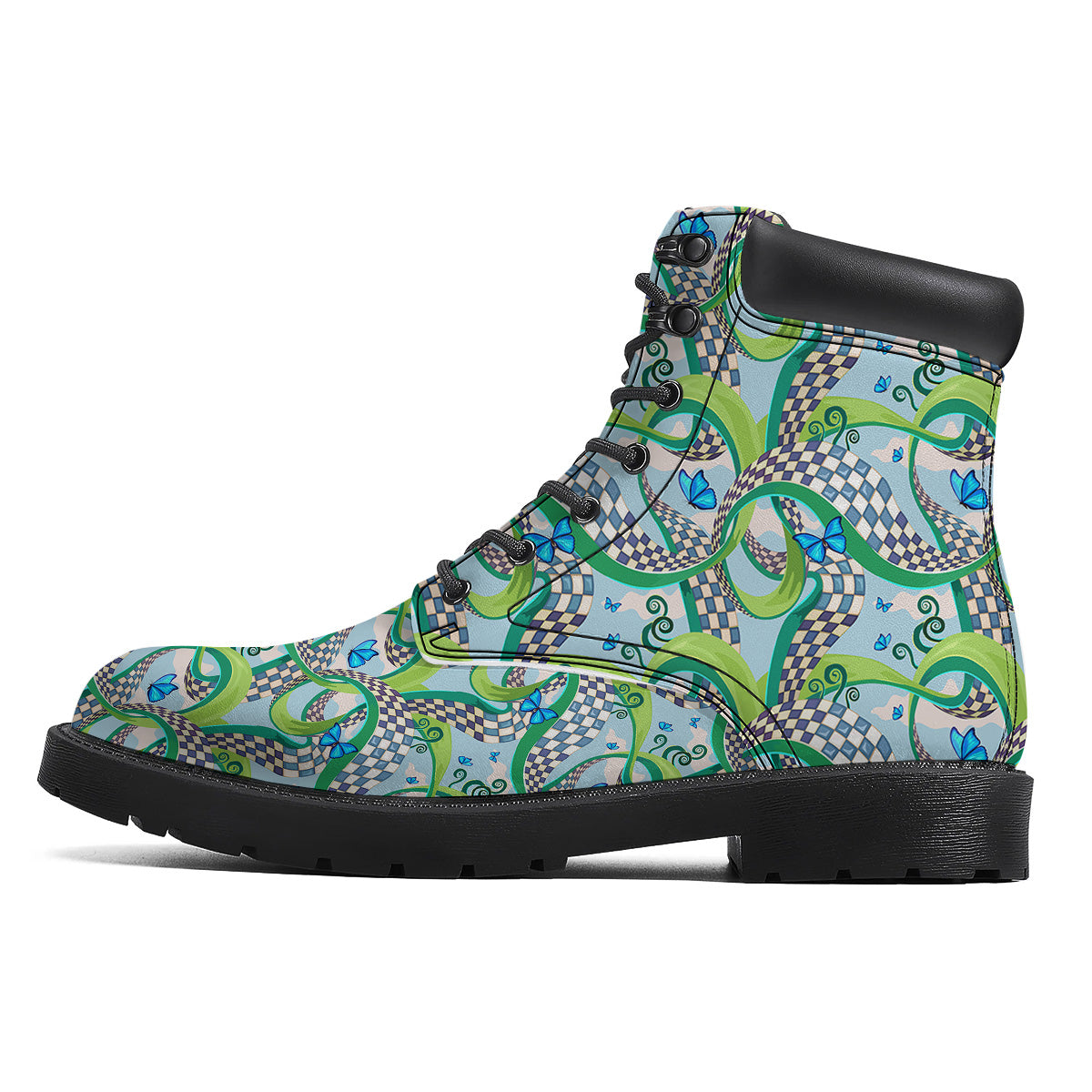 Maze Checkered Print Pattern Boots-grizzshop