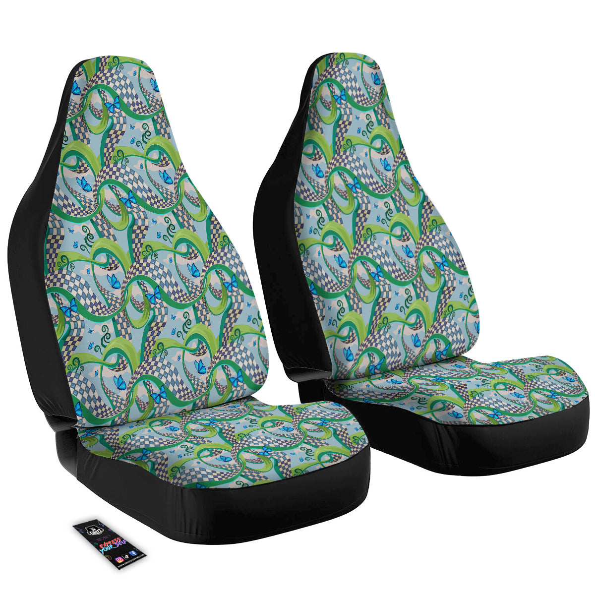 Maze Checkered Print Pattern Car Seat Covers-grizzshop