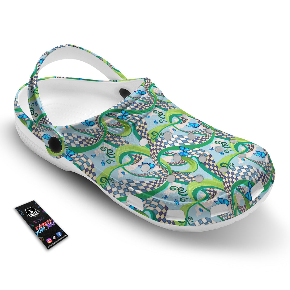 Maze Checkered Print Pattern Clog-grizzshop