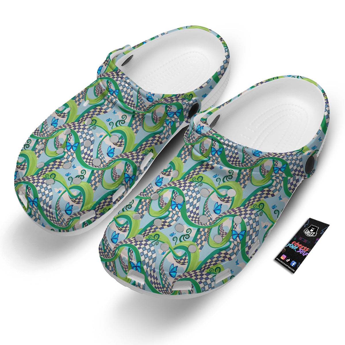 Maze Checkered Print Pattern Clog-grizzshop