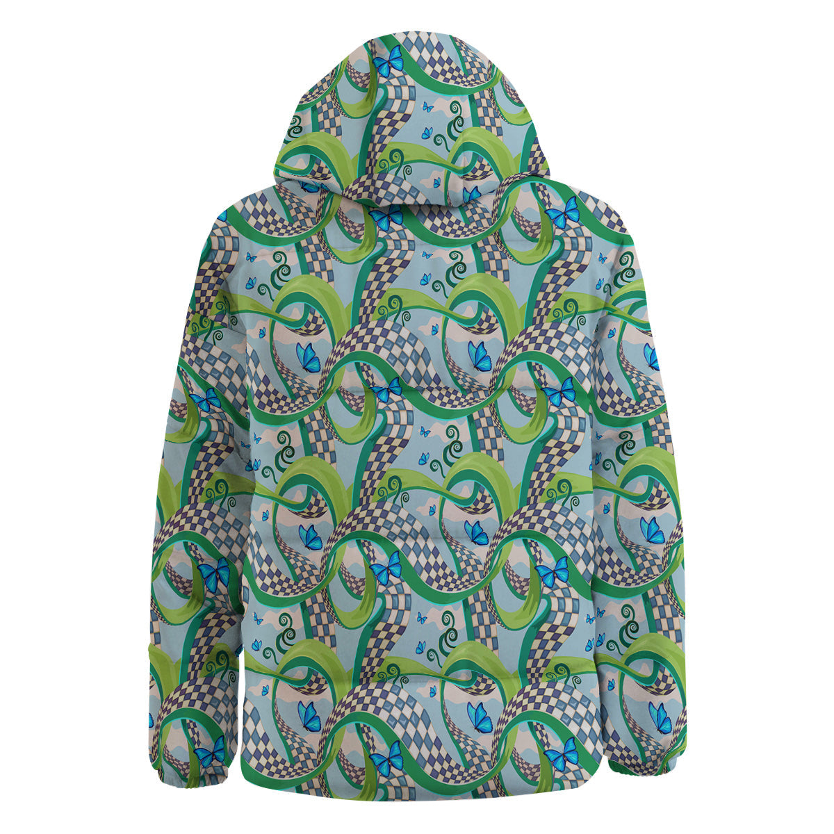 Maze Checkered Print Pattern Down Jacket-grizzshop