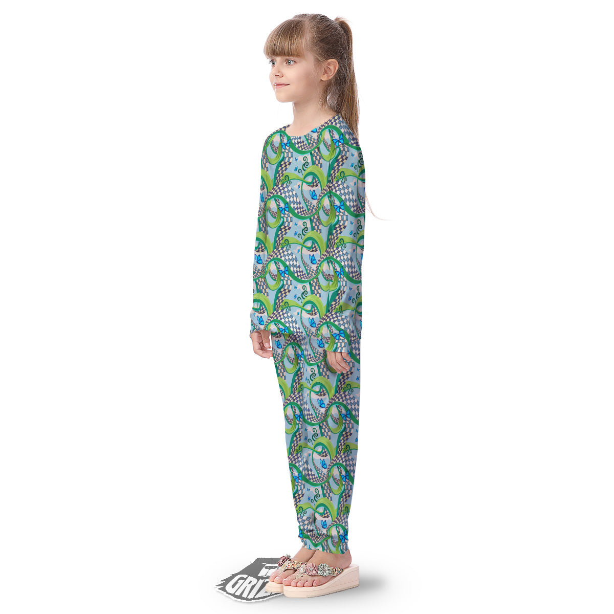 Maze Checkered Print Pattern Kid's Pajamas-grizzshop