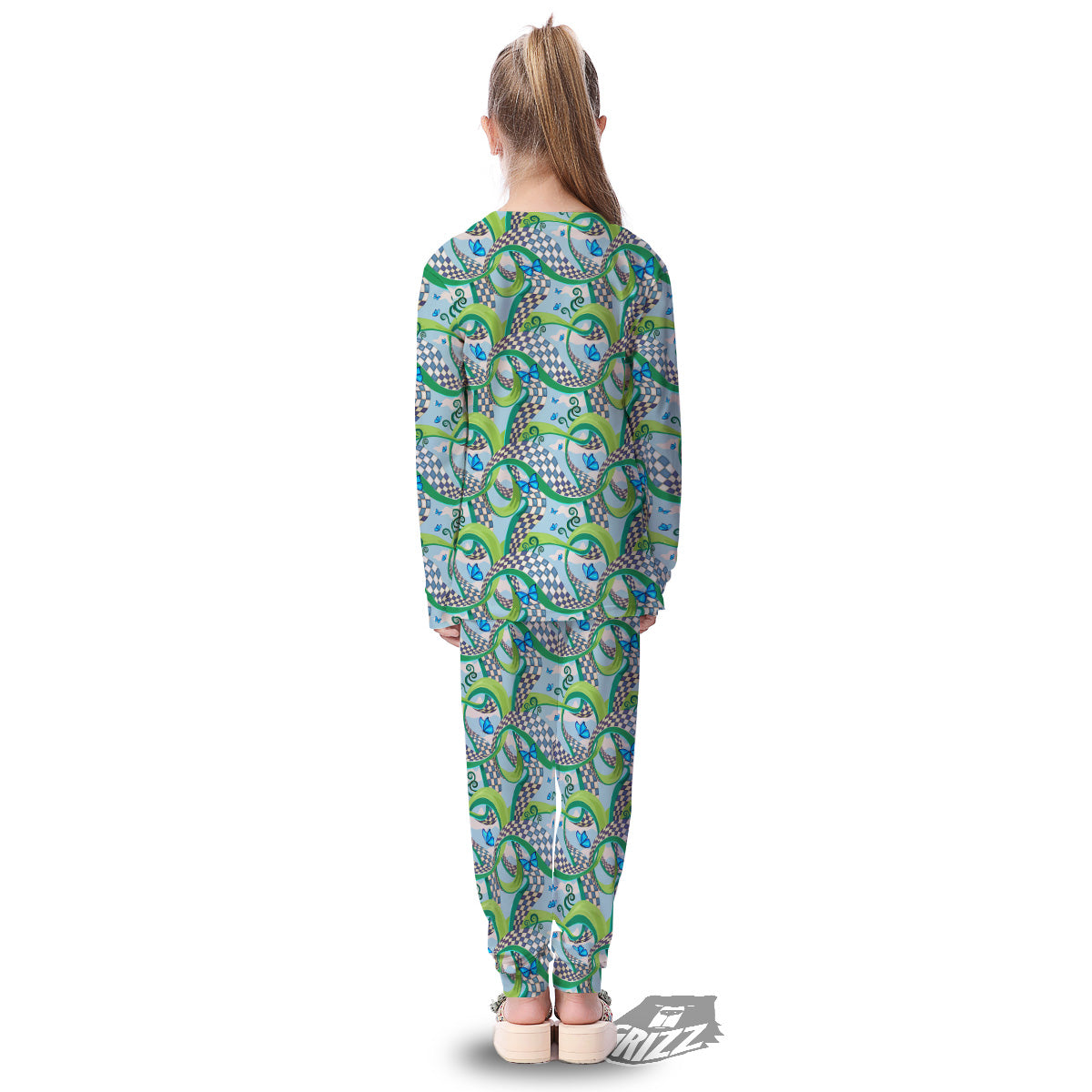 Maze Checkered Print Pattern Kid's Pajamas-grizzshop