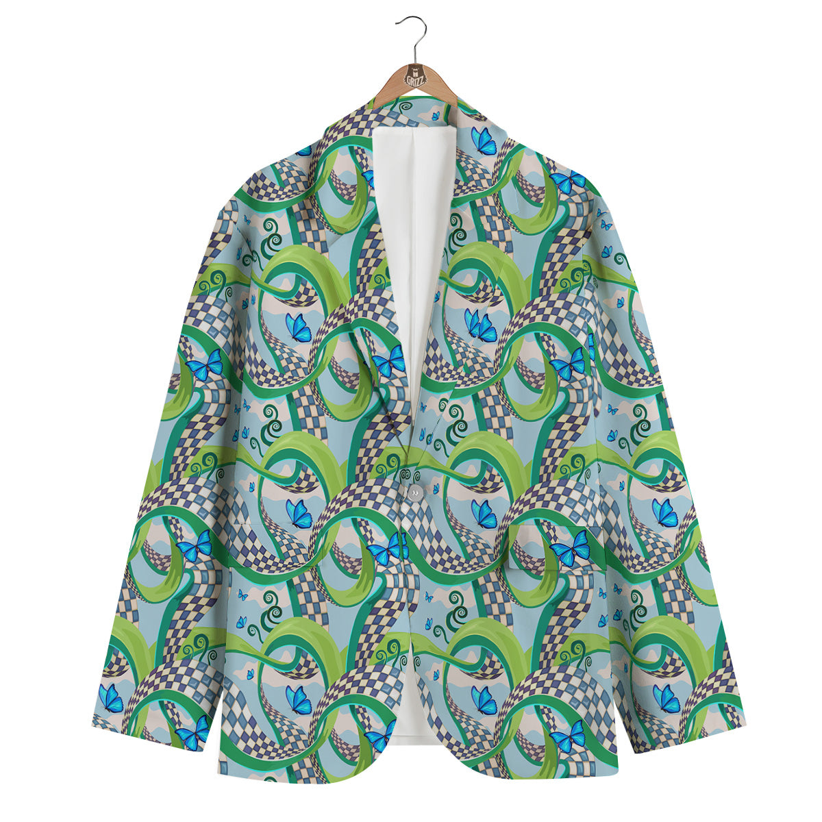 Maze Checkered Print Pattern Men's Blazer-grizzshop
