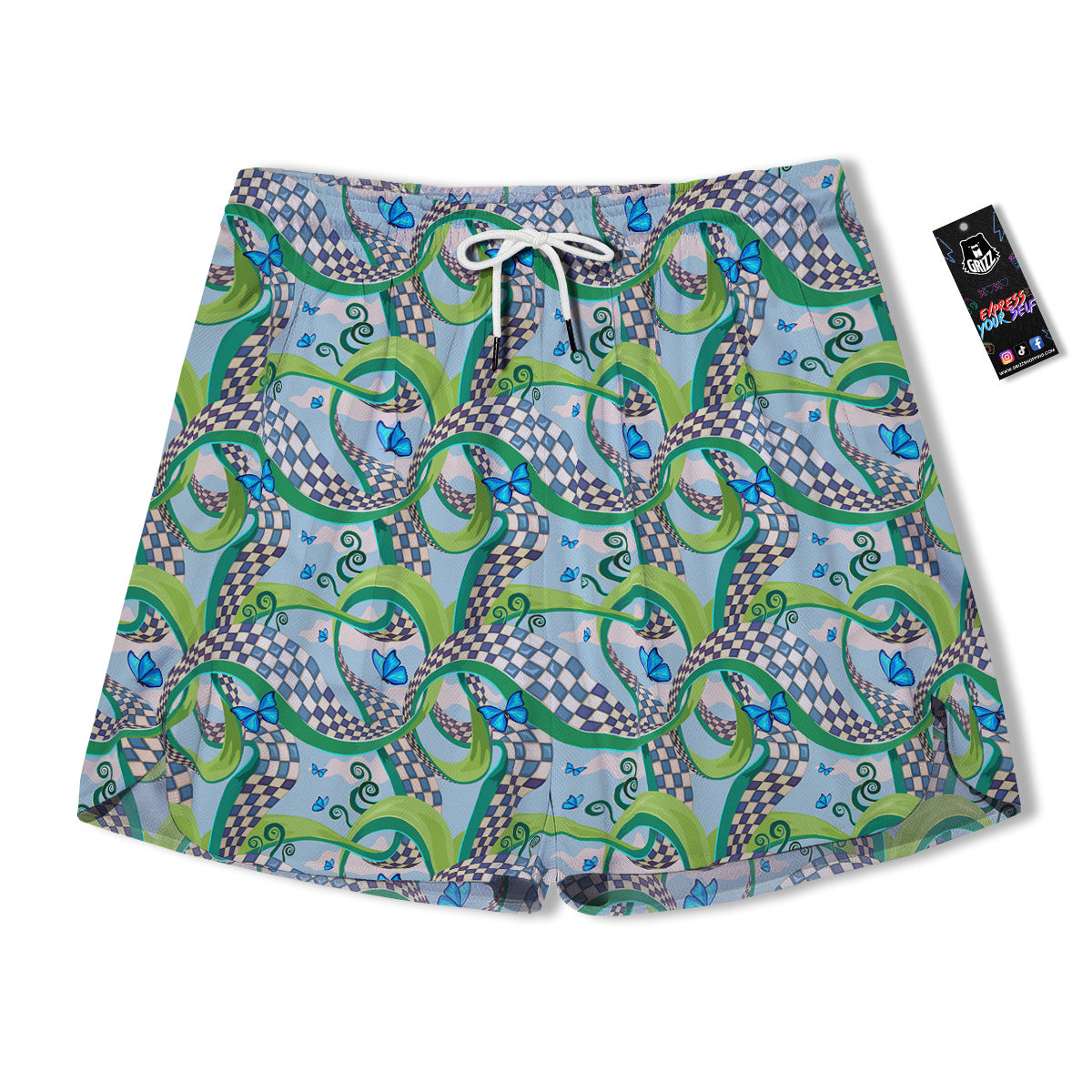 Maze Checkered Print Pattern Men's Running Shorts-grizzshop