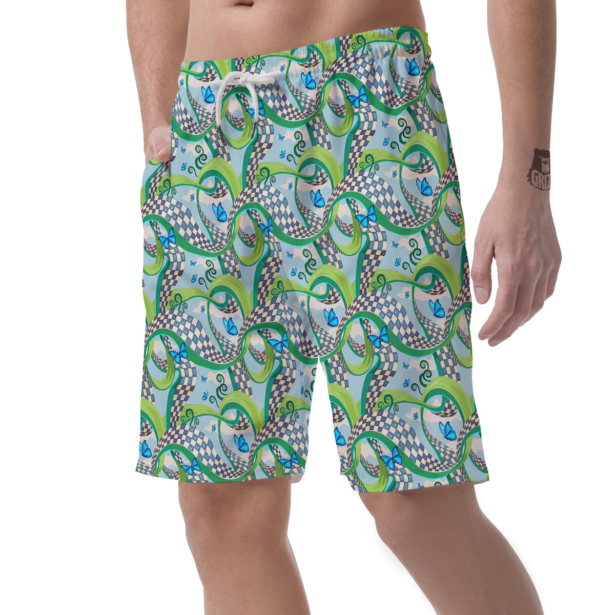 Maze Checkered Print Pattern Men's Shorts-grizzshop
