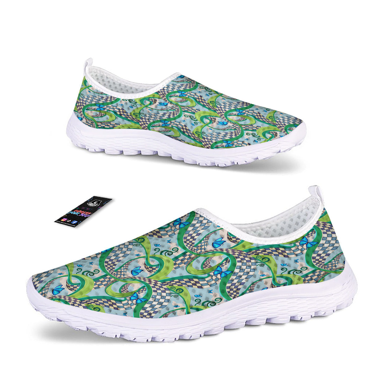 Maze Checkered Print Pattern Nurse Shoes-grizzshop