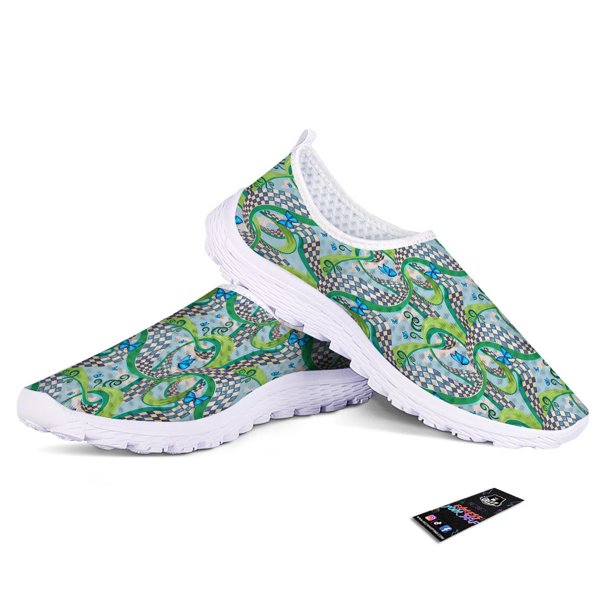 Maze Checkered Print Pattern Nurse Shoes-grizzshop