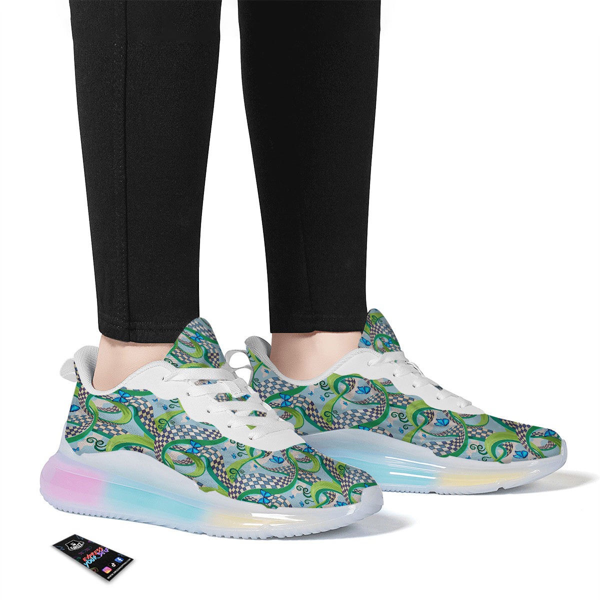 Maze Checkered Print Pattern Running Sneakers-grizzshop