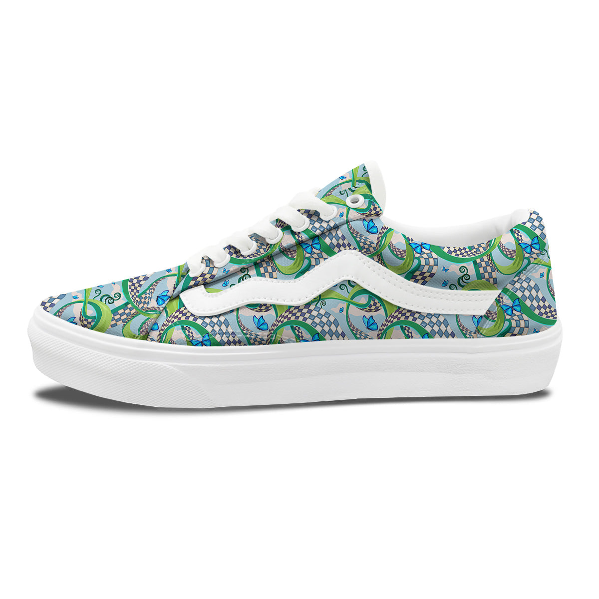Maze Checkered Print Pattern Skate Shoes-grizzshop