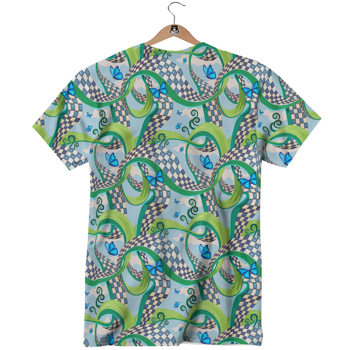 Maze Checkered Print Pattern T-Shirt-grizzshop