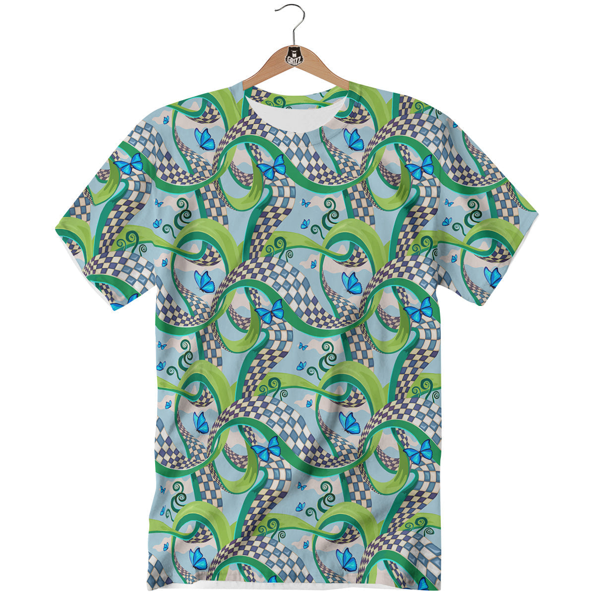 Maze Checkered Print Pattern T-Shirt-grizzshop
