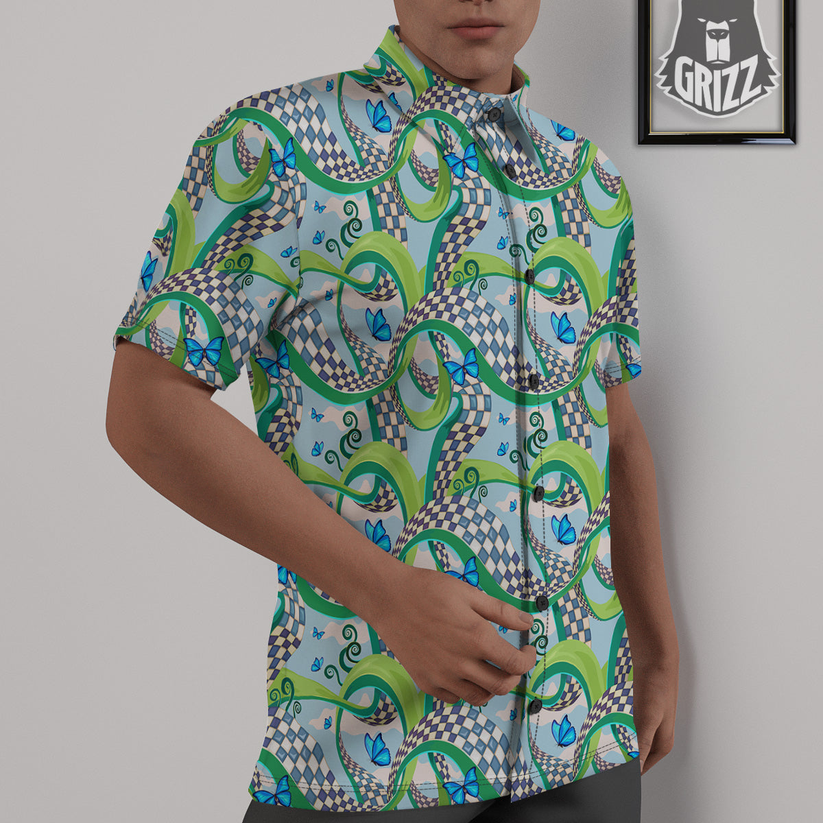 Maze Checkered Print Pattern Untucked Shirts-grizzshop