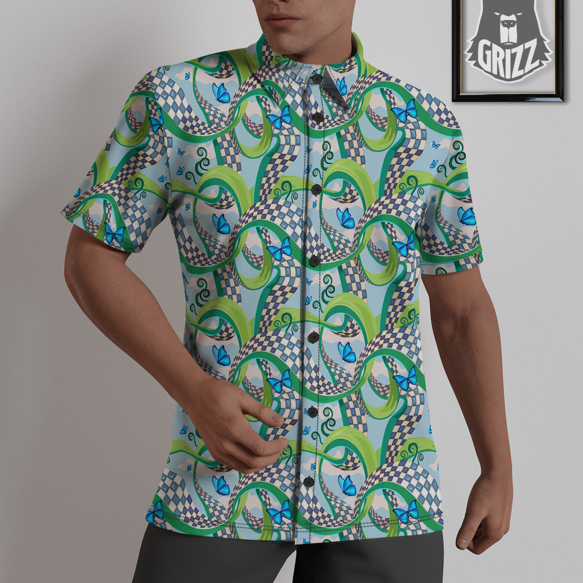 Maze Checkered Print Pattern Untucked Shirts-grizzshop