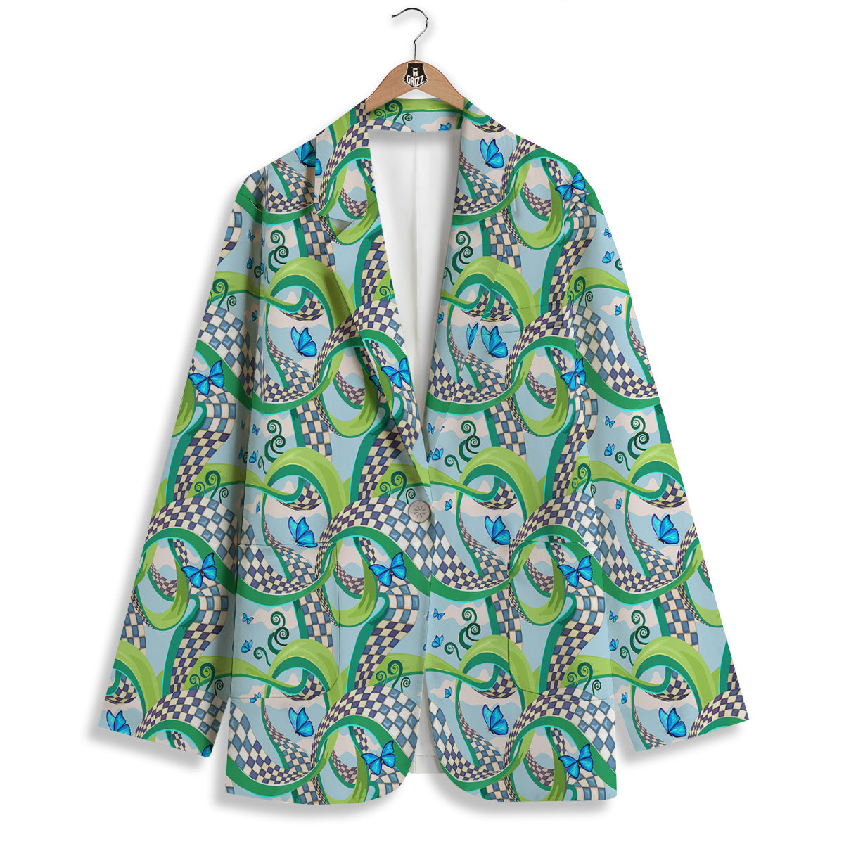 Maze Checkered Print Pattern Women's Blazer-grizzshop